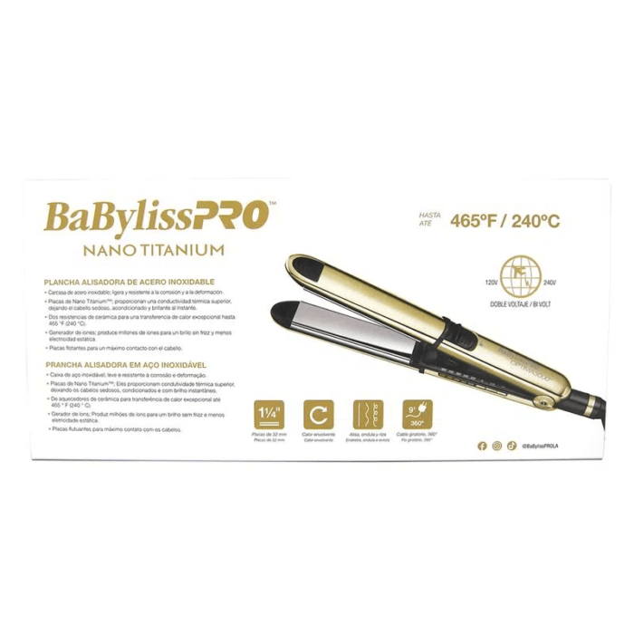 Plancha Babyliss Pro Nano Titanium Optima 3000 Gold Limited Edition - Imagen 3