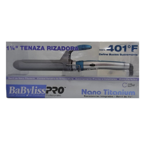 Tenaza rizadora  Babyliss Nano titanium de 1 1/4" ideal para definir bucles.