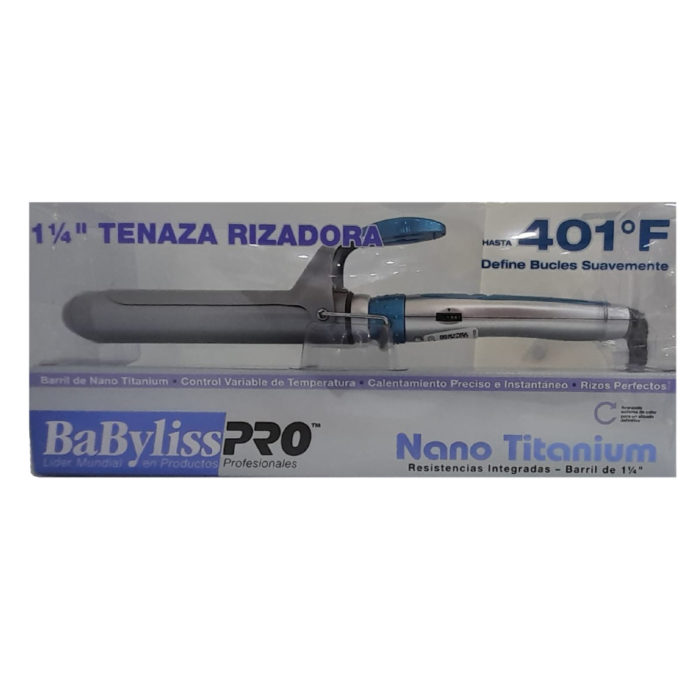 Tenaza rizadora  Babyliss Nano titanium de 1 1/4" ideal para definir bucles.